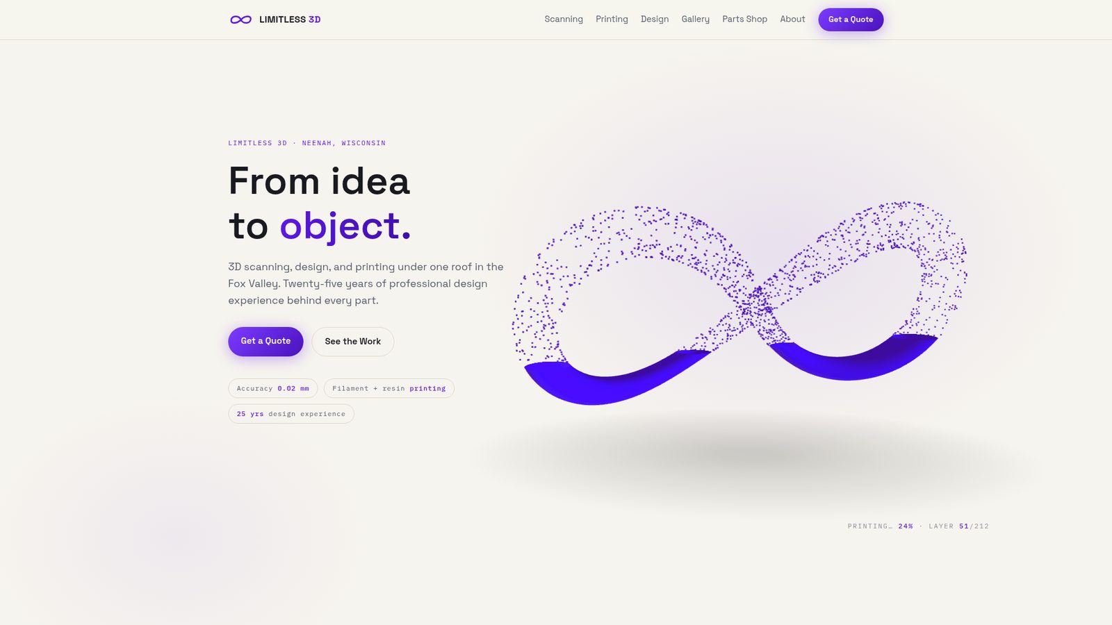 Limitless 3D homepage